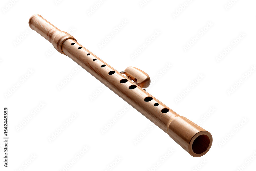 Naklejka premium Copper flute with intricate design and transparent background