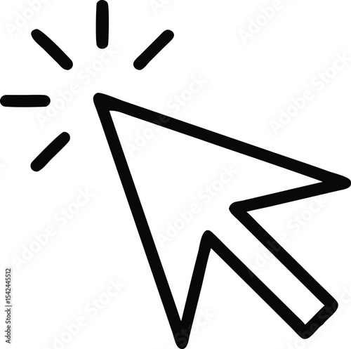 mouse cursor click icon, arrow pointer with click lines vector illustration