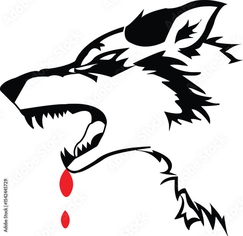 A powerful and striking vector illustration of a fierce black wolf in a dominant, aggressive stance, wearing a detailed golden crown. This design combines wild animal strength with a symbol of royalty