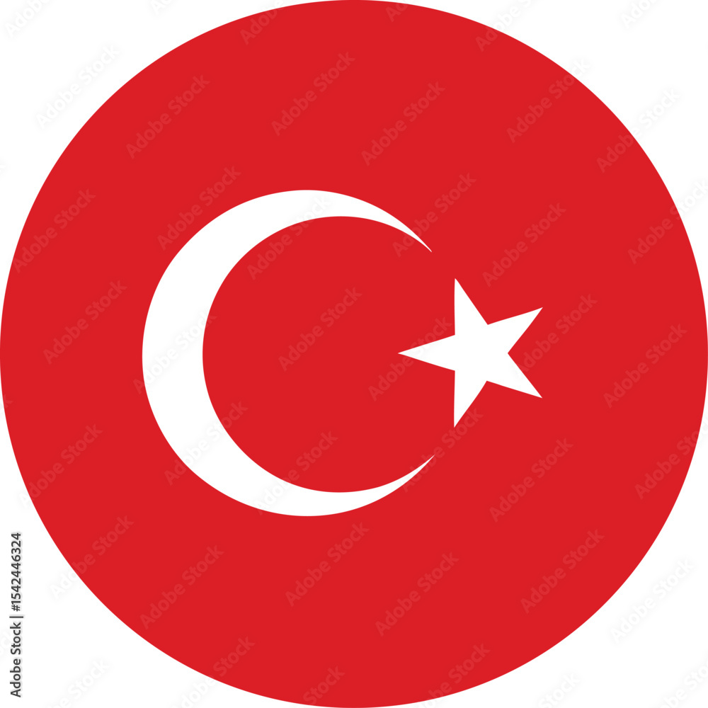 custom made wallpaper toronto digitalturkey flag in a circle, round red icon with white crescent and star vector illustration