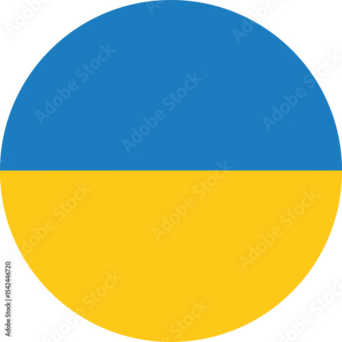 ukraine flag in a circle, round blue and yellow national symbol vector illustration