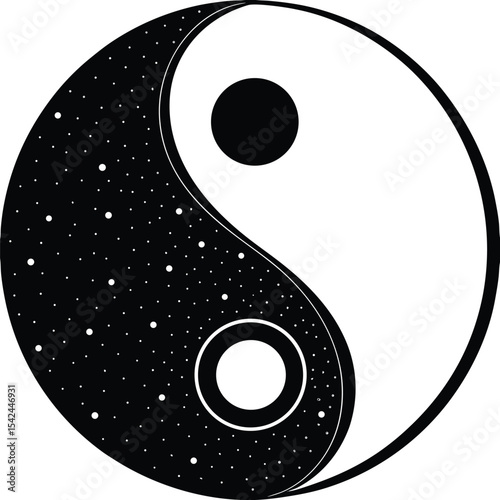 yin yang symbol in a circle, black and white taoist balance vector illustration