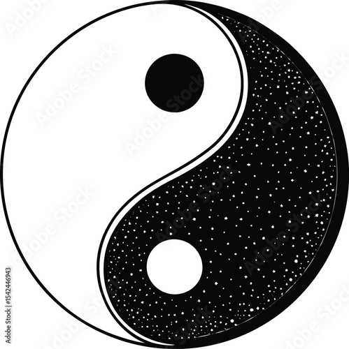 yin yang symbol in a circle, black and white taoist balance vector illustration