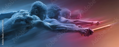 Symbolic representation of teamwork through a dynamic athlete group illustration