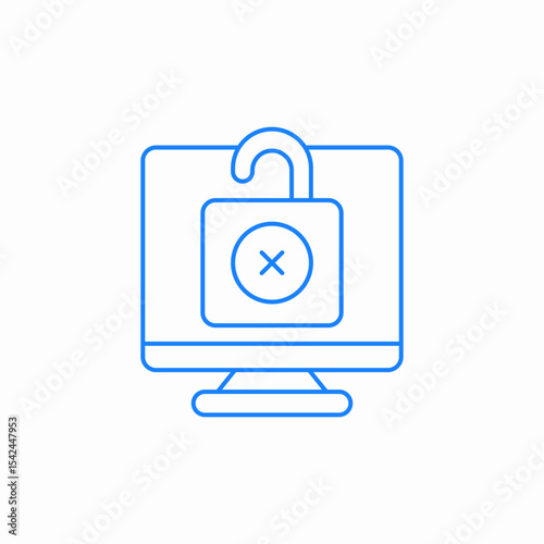 unlocked desktop alert icon sign vector