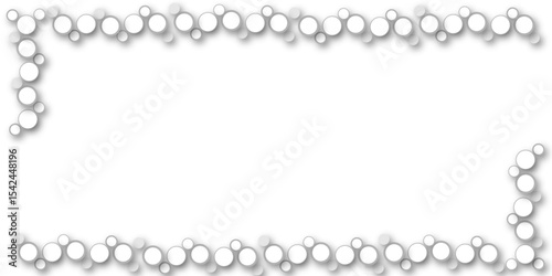 "White abstract background with 3D circular ring border forming a rectangular frame. Clean and modern design perfect for banners, invitations, presentations, and creative graphic design templates"