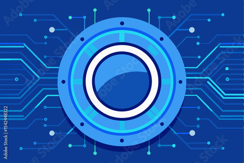 Blue tech circular pattern, circuit board concept, technology, digital innovation, vector illustration for electronic or tech projects.