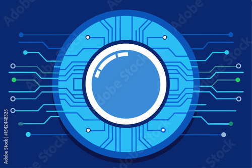 Blue tech circular pattern, circuit board concept, technology, innovation, digital, vector illustration for tech or electronic design.
