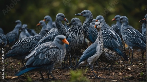A Group of Grey Birds Standing Together in a Natural Environment