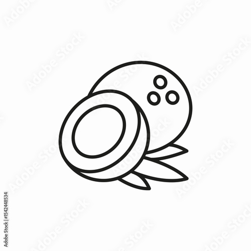 whole cut coconut icon sign vector