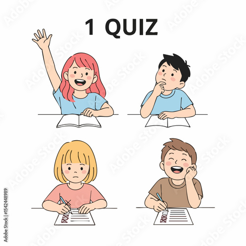 Flat Handdrawn Different Emotion Children Character Illustration for Education