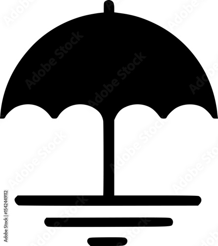 Minimalist black and white beach umbrella icon brings a clean and stylish summer vibe.