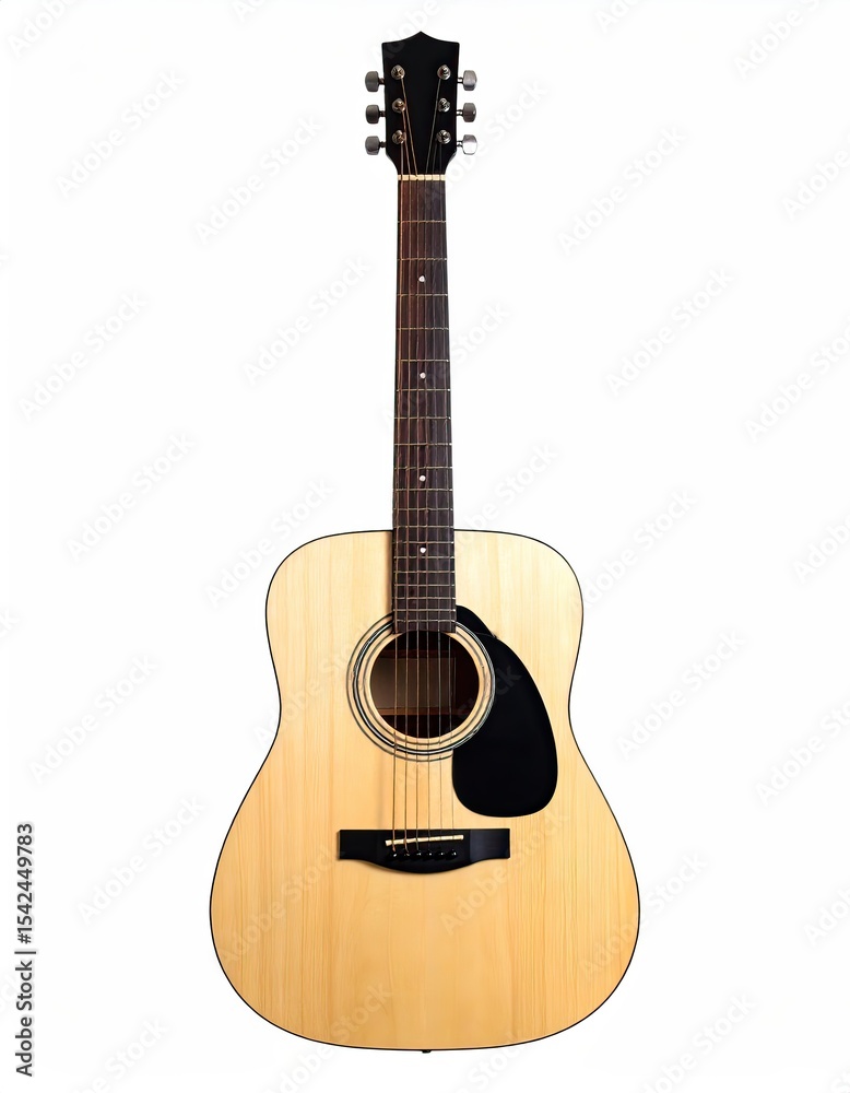 Fototapeta premium Acoustic guitar close-up on white background