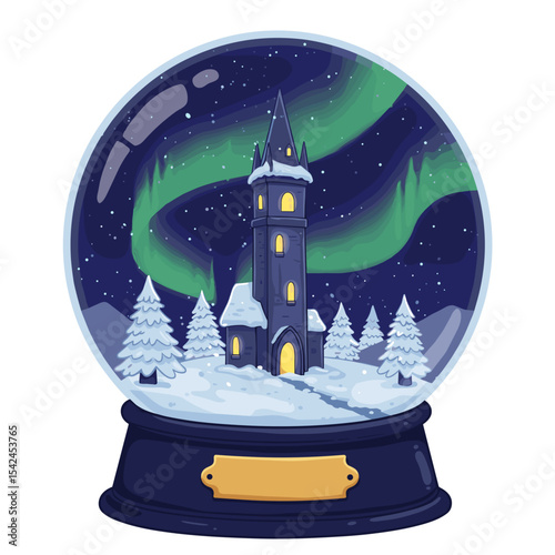Wizard Tower in Frozen Forest – Enchanted Snow Globe Scene  