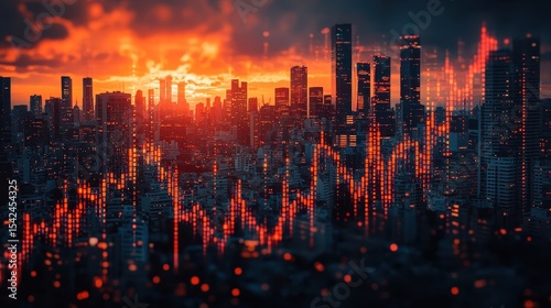 A dynamic canvas of vibrant financial data, where intricate candlestick patterns danced amidst a digital backdrop, reflecting the ebb and flow of the stock market, the heartbeat of the global 