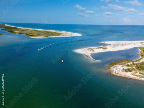 Fototapeta Naklejka Na Ścianę i Meble -  An aerial view of Hurricane Pass, Tampa Bay, Florida