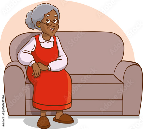 Grandmother are relaxing on their sofa vector illustration