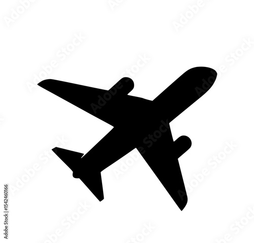 Minimalist Airplane Flying Silhouette – Black SVG Clipart Icon