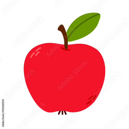 Red apple with green leaf. Perfect for healthy food designs, packaging, or fruit-themed projects