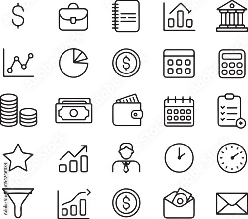 Financial Icons A Collection of Line Art Graphics for Business and Finance