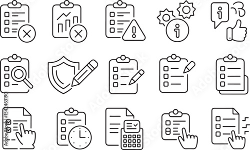 Checklist Icons  A Collection of Line Art Checklists, Forms, and Process Icons for Business and Project Management