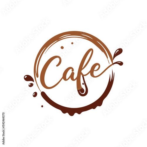 Handwritten Café Script Coffee Logo Design Vector Illustration