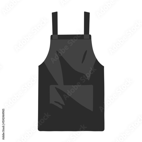 Isolated black apron with pocket for cooking concepts. This stylish black apron features a practical pocket, ideal for chefs and cooking enthusiasts.