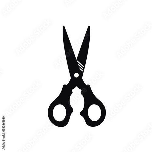 Minimalist black scissors on white background for crafts with copy space. Stylish black scissors image perfect for crafting blogs and websites.