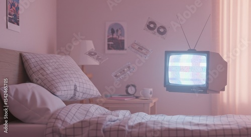Vaporwave Dream Bedroom Scene