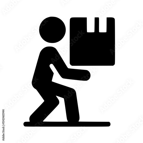 Minimalist Stickman Lifting Box Silhouette – Black SVG Clipart Icon