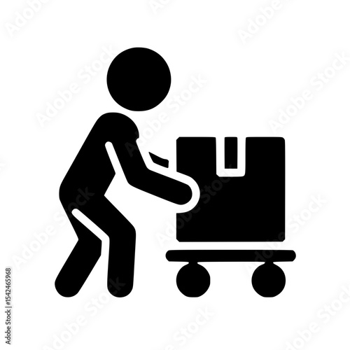 Minimalist Stickman Lifting Box Silhouette – Black SVG Clipart Icon