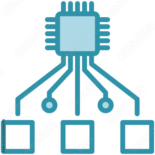 Clustering mini illustration dual tone blue color icon, use for machine learning, education, technology industry, UI, UX kit, app and web development, digital or print.