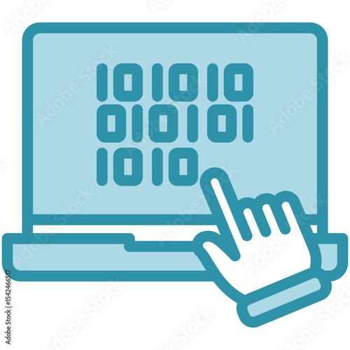 Computation mini illustration dual tone blue color icon, use for machine learning, education, technology industry, UI, UX kit, app and web development, digital or print.