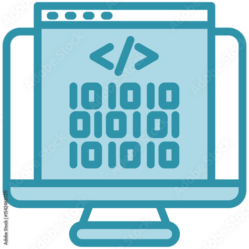 Code Snippet mini illustration dual tone blue color icon, use for machine learning, education, technology industry, UI, UX kit, app and web development, digital or print.