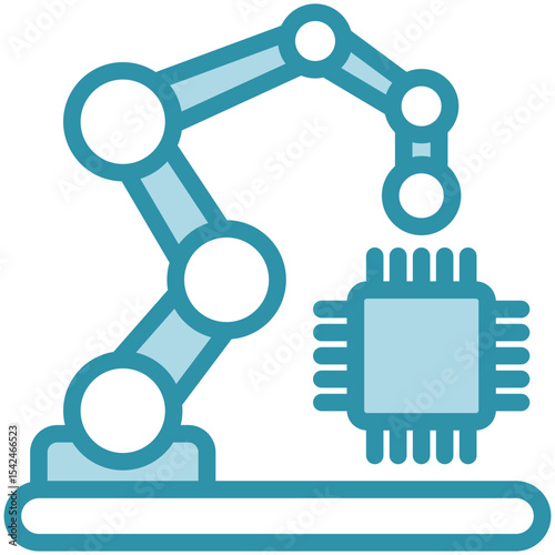 Automation mini illustration dual tone blue color icon, use for machine learning, education, technology industry, UI, UX kit, app and web development, digital or print.