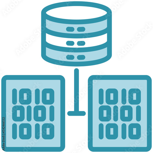 Dataset mini illustration dual tone blue color icon, use for machine learning, education, technology industry, UI, UX kit, app and web development, digital or print.