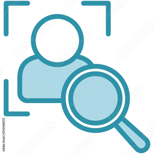 Face Detection mini illustration dual tone blue color icon, use for machine learning, education, technology industry, UI, UX kit, app and web development, digital or print.