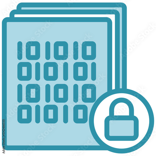 Encoding mini illustration dual tone blue color icon, use for machine learning, education, technology industry, UI, UX kit, app and web development, digital or print.