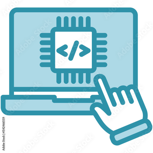 Embedding mini illustration dual tone blue color icon, use for machine learning, education, technology industry, UI, UX kit, app and web development, digital or print.