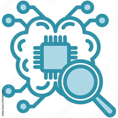 Evaluation mini illustration dual tone blue color icon, use for machine learning, education, technology industry, UI, UX kit, app and web development, digital or print.