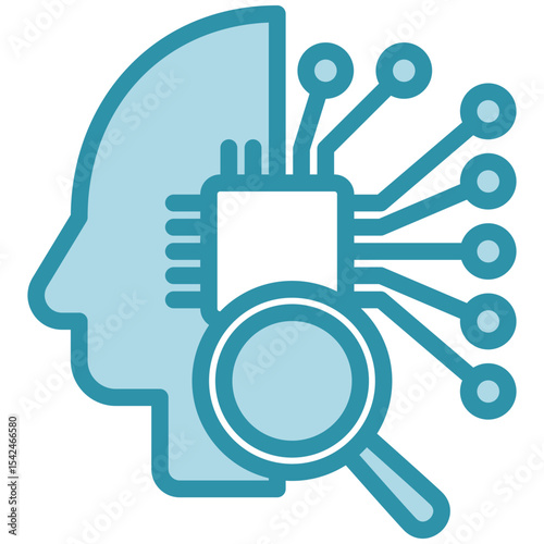 Evaluation mini illustration dual tone blue color icon, use for machine learning, education, technology industry, UI, UX kit, app and web development, digital or print.