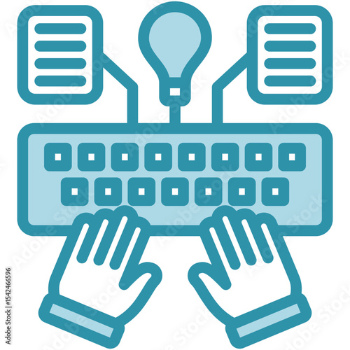 Generalization mini illustration dual tone blue color icon, use for machine learning, education, technology industry, UI, UX kit, app and web development, digital or print.