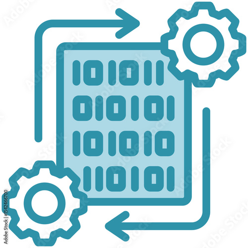 Processing Data mini illustration dual tone blue color icon, use for machine learning, education, technology industry, UI, UX kit, app and web development, digital or print.