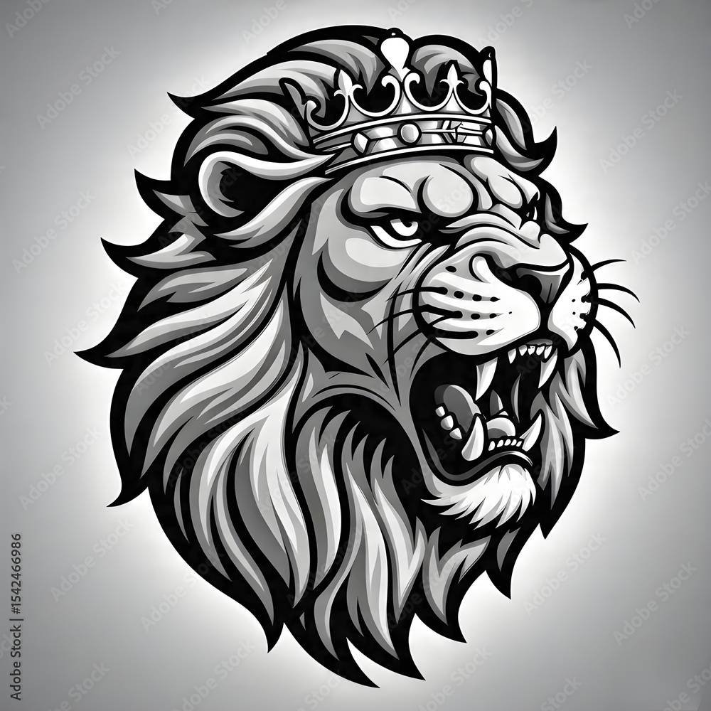 Obraz premium vintage mascot lion king logo