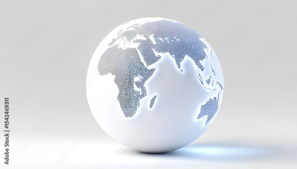 Fototapeta premium Glowing Tech-Inspired White Globe on Clean Surface