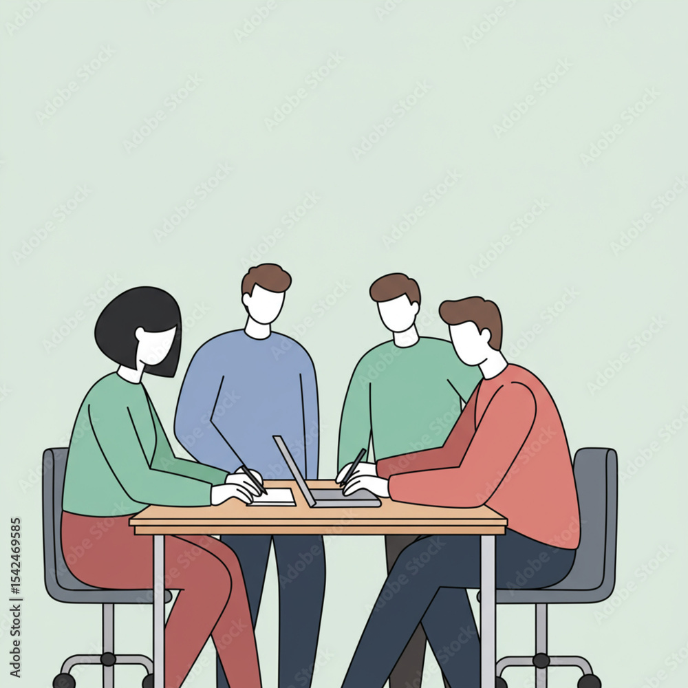 Fototapeta premium Abstract Team Collaboration Flat Design Vector Illustration