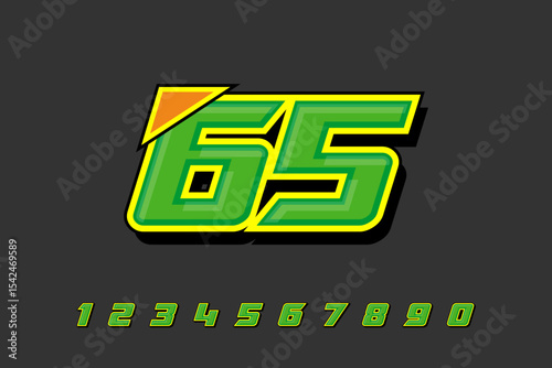 Race Number 65 logo design vector Set