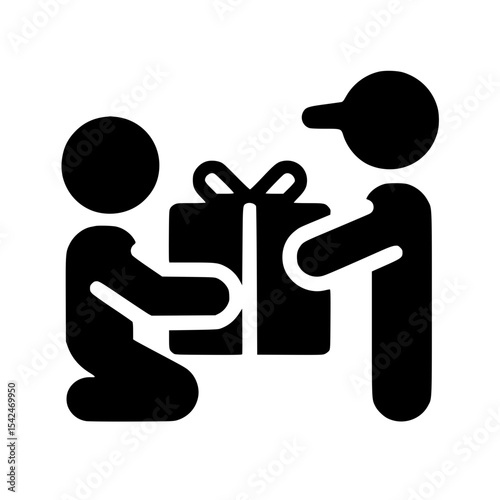 Minimalist Stickman Preparing Gift Box Silhouette – Black SVG Clipart Icon