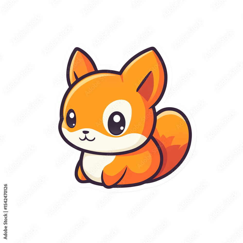 Obraz premium Adorable Orange Fox Cartoon Character Design: Perfect for Kids' Products, Branding, and Social Media