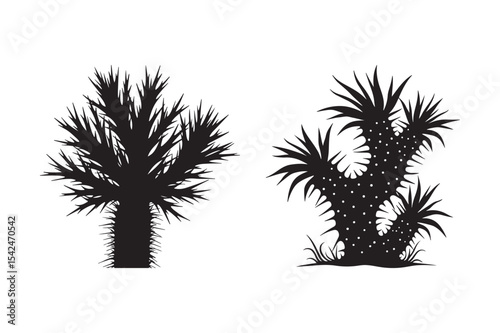 Spiky Cactus Silhouette Vector Art Desert Plant Illustration Clipart